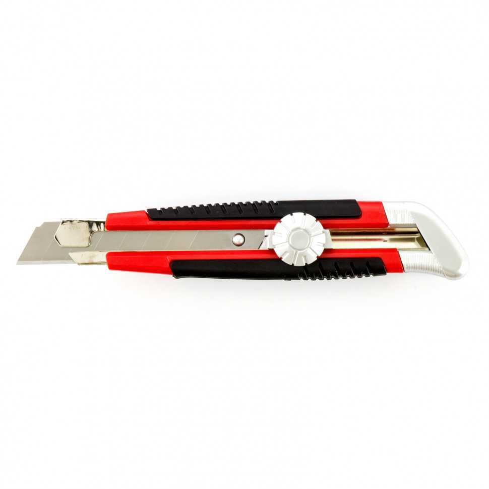Нож, 18 мм, выдвижное лезвие, металлическая направляющая, винтовой фиксатор лезвия Matrix Ножи строительные фото, изображение