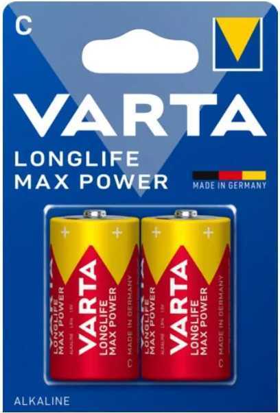 Батарейка Varta LONGLIFE MAX POWER (MAX TECH) LR14 C BL2 Alkaline 1.5V (4714) (2/20/200) Элементы питания (батарейки) фото, изображение