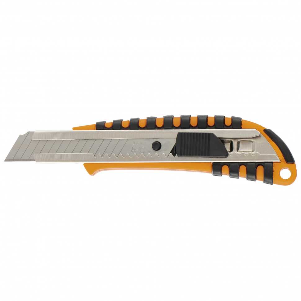 Нож, 18 мм, выдвижное лезвие, металлическая направляющая, пластиковый двухкомпонентный корпус Sparta Ножи строительные фото, изображение