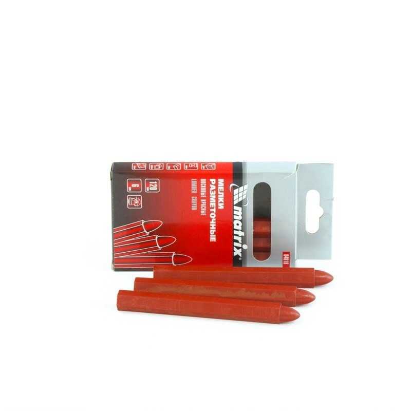 Мелки разметочные восковые красные, 120 мм, коробка 6 шт Matrix Мелки разметочные фото, изображение